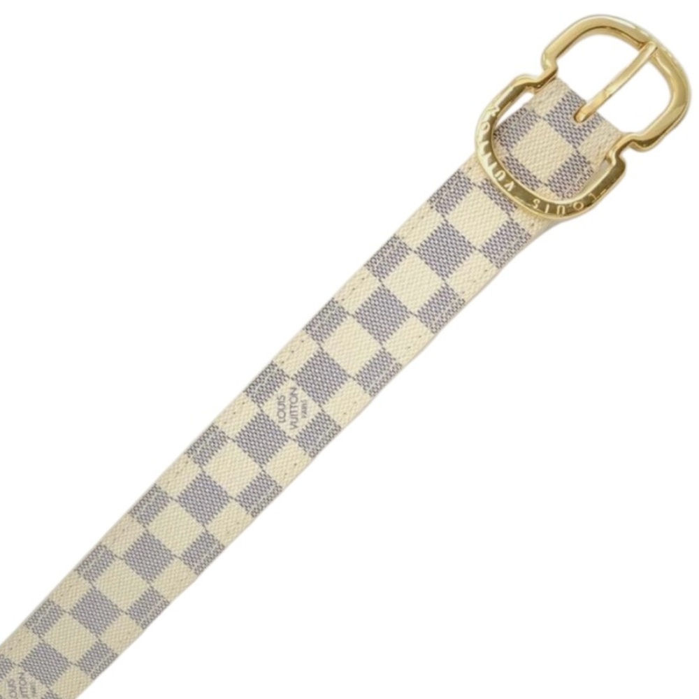 Louis Vuitton M9782 Damier Azur 25mm Gold Buckle Belt, Size 85/34 - Picture 3 of 6